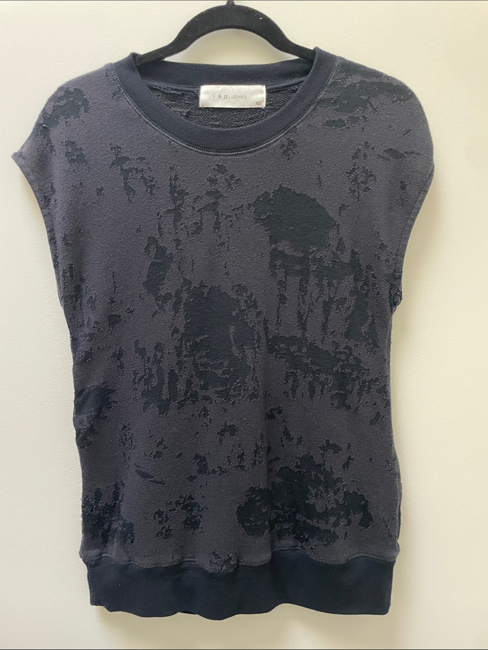 IRO Jeans Navy Distressed Burnout Tunic Tank Size XS